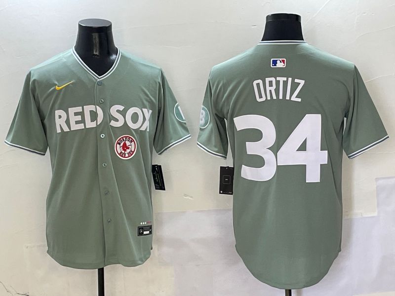 Men Boston Red Sox 34 Ortiz Green Joint Name Game Nike 2025 MLB Jersey style 8